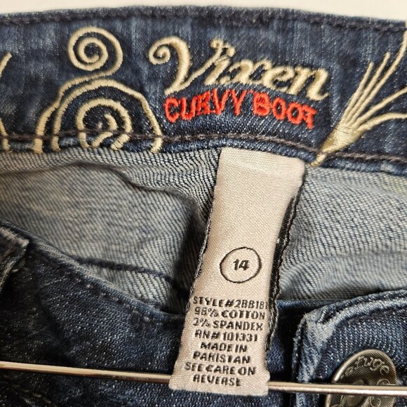 Refuge Vixen Jeans Womens 14 Curvy Boot Cut Refuge Stretch dark Wash casual - Picture 12 of 16